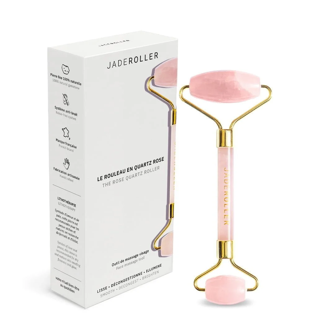 Packaging of the rose quartz face roller